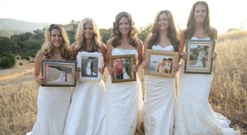 صور رائعة لـ5 شقيقات ارتدين فستان الزفاف في نفس الوقت